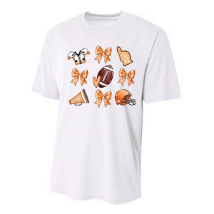 Orange Football Design Touchdown Season Coquette Football Performance Sprint T-Shirt