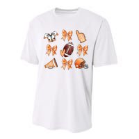 Orange Football Design Touchdown Season Coquette Football Performance Sprint T-Shirt