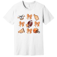 Orange Football Design Touchdown Season Coquette Football Premium T-Shirt