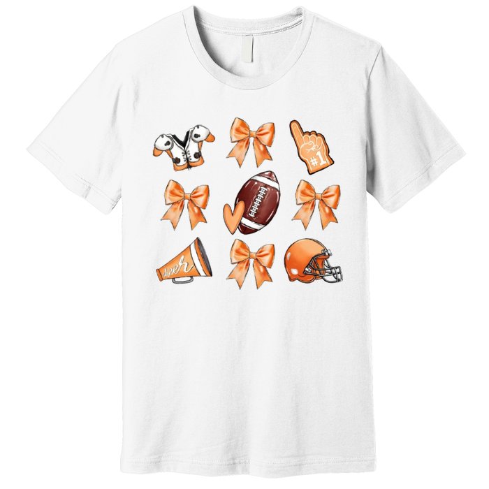 Orange Football Design Touchdown Season Coquette Football Premium T-Shirt