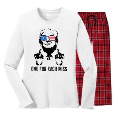 One For Each Miss Donald Trump Middle Finger Usa Funny Women's Long Sleeve Flannel Pajama Set 