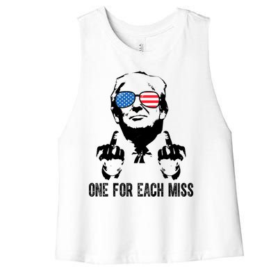 One For Each Miss Donald Trump Middle Finger Usa Funny Women's Racerback Cropped Tank