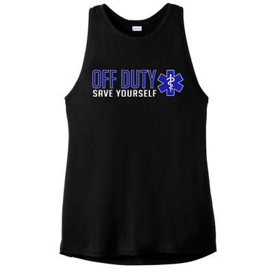 Off Duty Save Yourself EMT Ladies PosiCharge Tri-Blend Wicking Tank