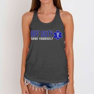 Off Duty Save Yourself EMT Women's Knotted Racerback Tank