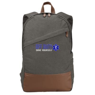 Off Duty Save Yourself EMT Cotton Canvas Backpack