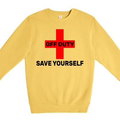 Off Duty Save Yourself Funny Lifeguard Premium Crewneck Sweatshirt