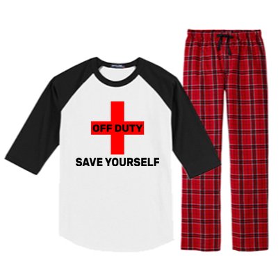 Off Duty Save Yourself Funny Lifeguard Raglan Sleeve Pajama Set