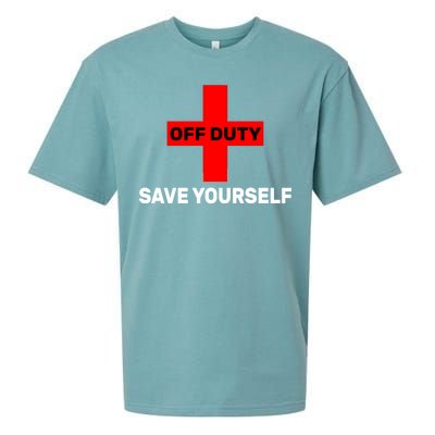 Off Duty Save Yourself Funny Lifeguard Sueded Cloud Jersey T-Shirt