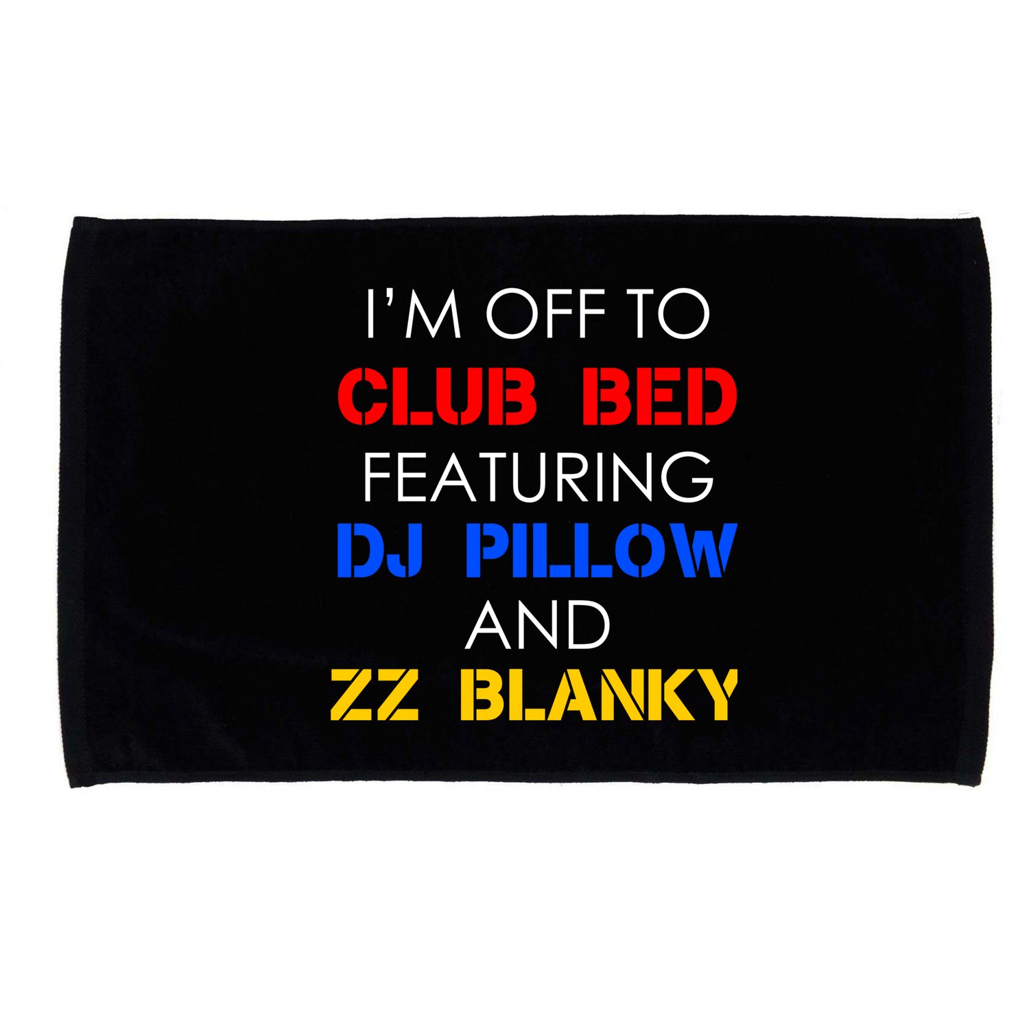 Off To Club Bed Featuring DJ Pillow and ZZ Blanky Microfiber Hand Towel