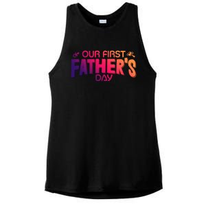 Our First Fathers Day Newborn Gift Ladies PosiCharge Tri-Blend Wicking Tank