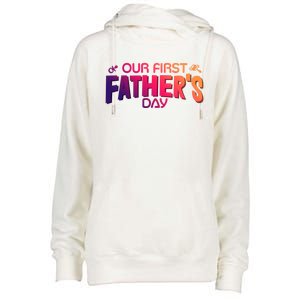 Our First Fathers Day Newborn Gift Womens Funnel Neck Pullover Hood