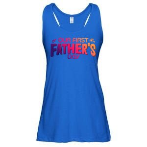 Our First Fathers Day Newborn Gift Ladies Essential Flowy Tank