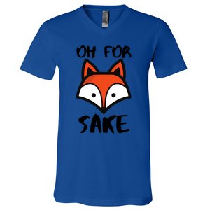 Oh For Fox Sake Hilarious Pun Joke Gift For Fox Lovers Gift V-Neck T-Shirt