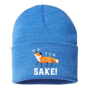 Oh For Fox Sake Humorous Animal Pun Gift Sustainable Knit Beanie