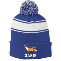 Oh For Fox Sake Humorous Animal Pun Gift Stripe Pom Pom Beanie