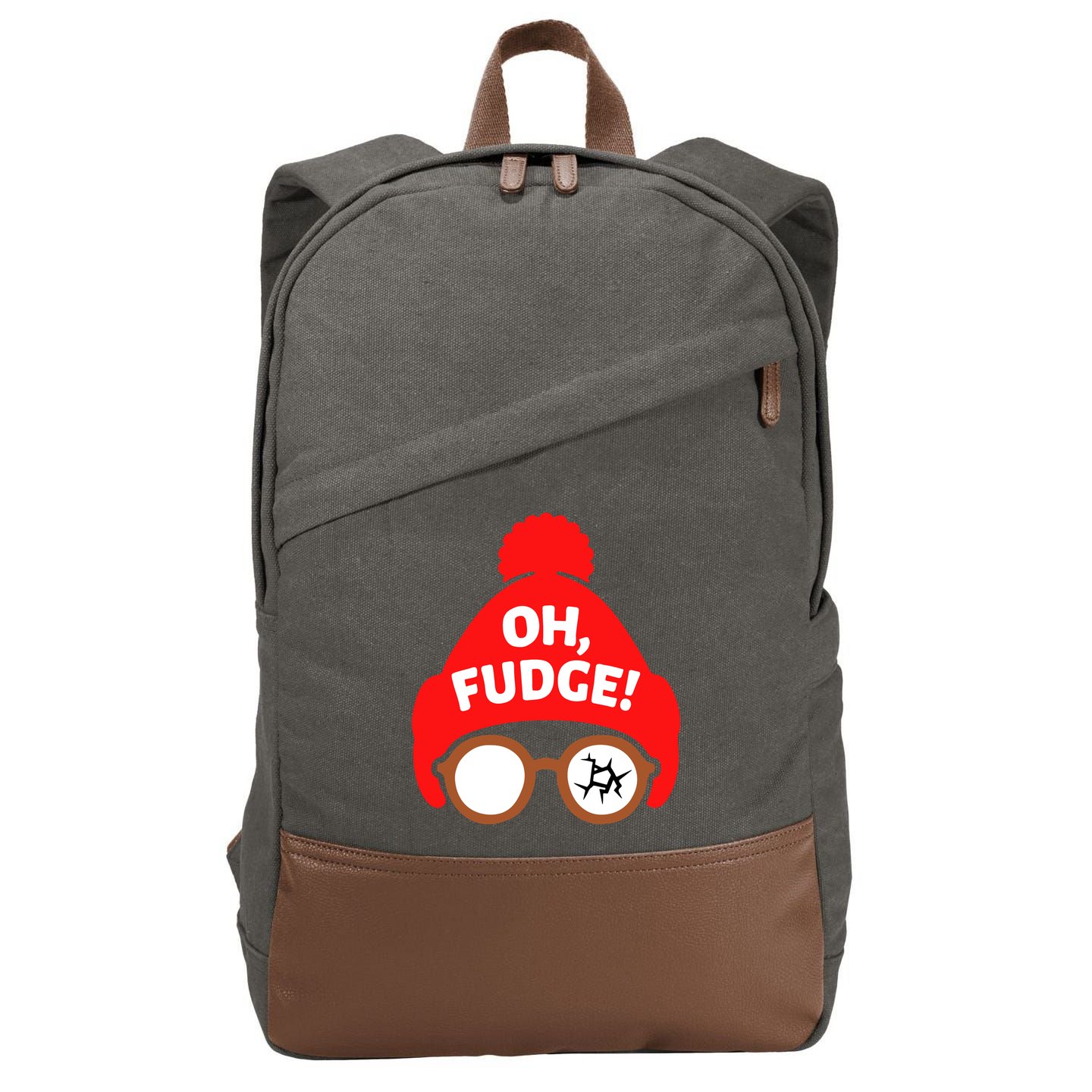 Oh Fudge Funny Christmas Cotton Canvas Backpack