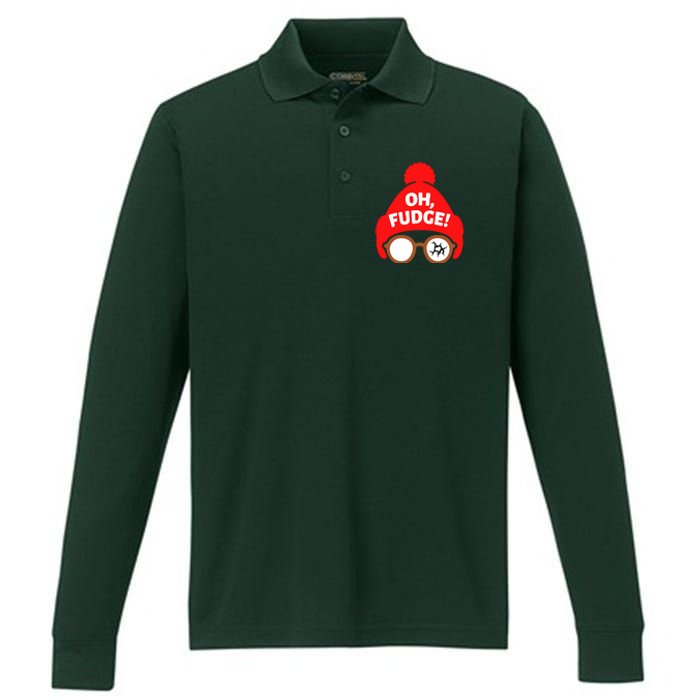 Oh Fudge Funny Christmas Performance Long Sleeve Polo