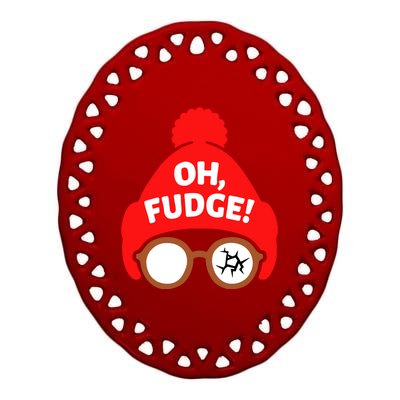 Oh Fudge Funny Christmas Ceramic Oval Ornament