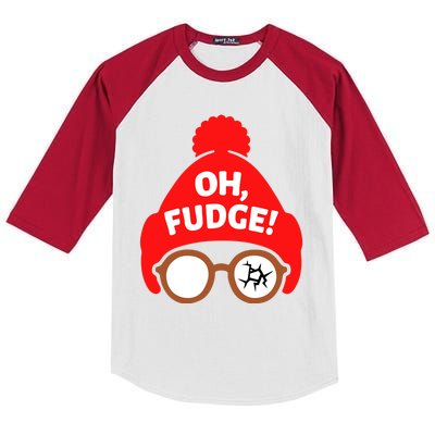 Oh Fudge Funny Christmas Kids Colorblock Raglan Jersey