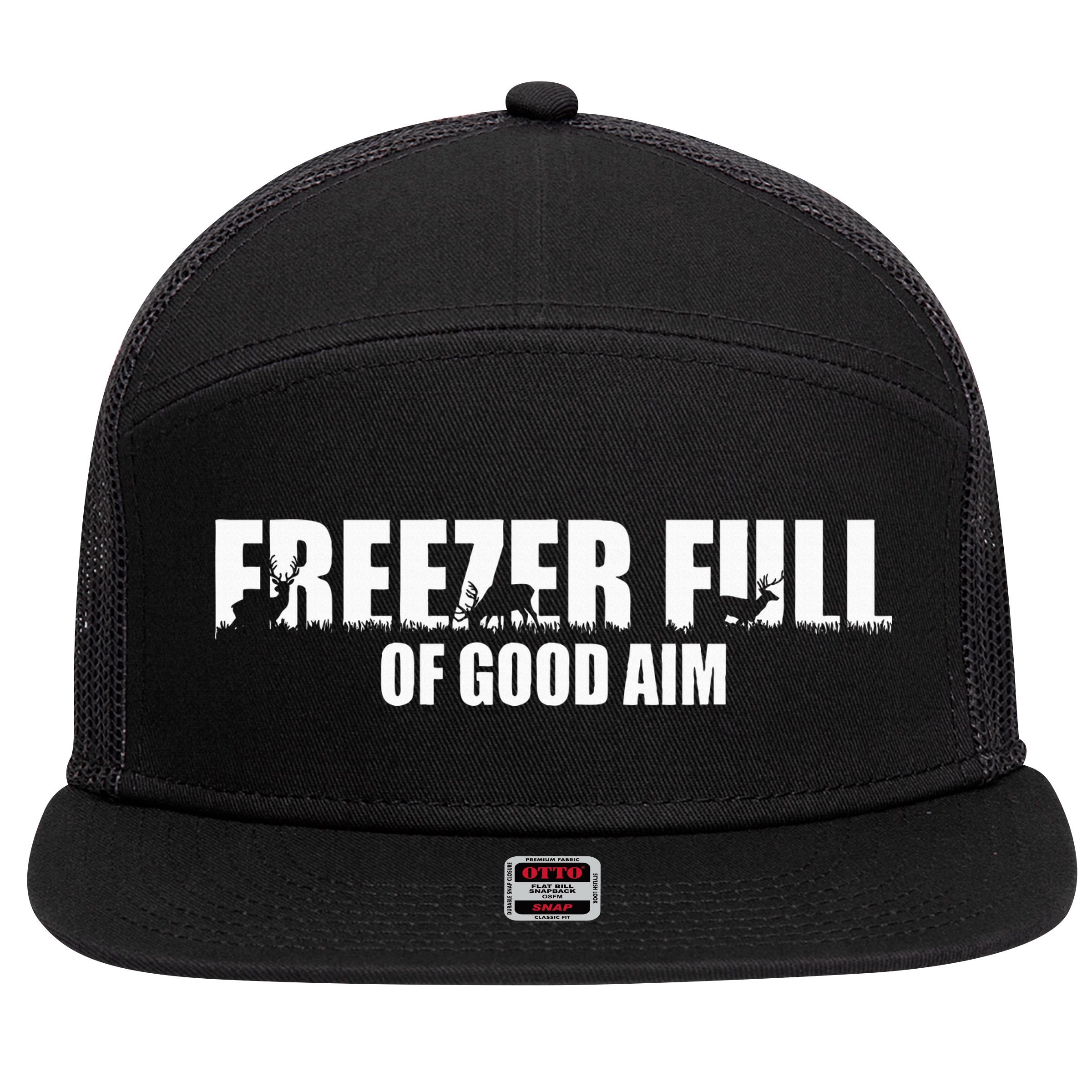 Outfit Freezer Full Of Good Aim Hunting Season Hunter Dad 7 Panel Mesh Trucker Snapback Hat