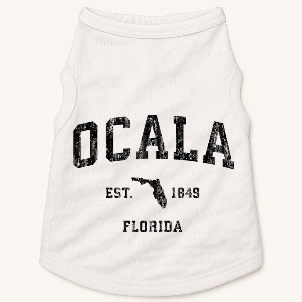 Ocala Florida Fl Vintage Established Athletic Sports Design Doggie Tank