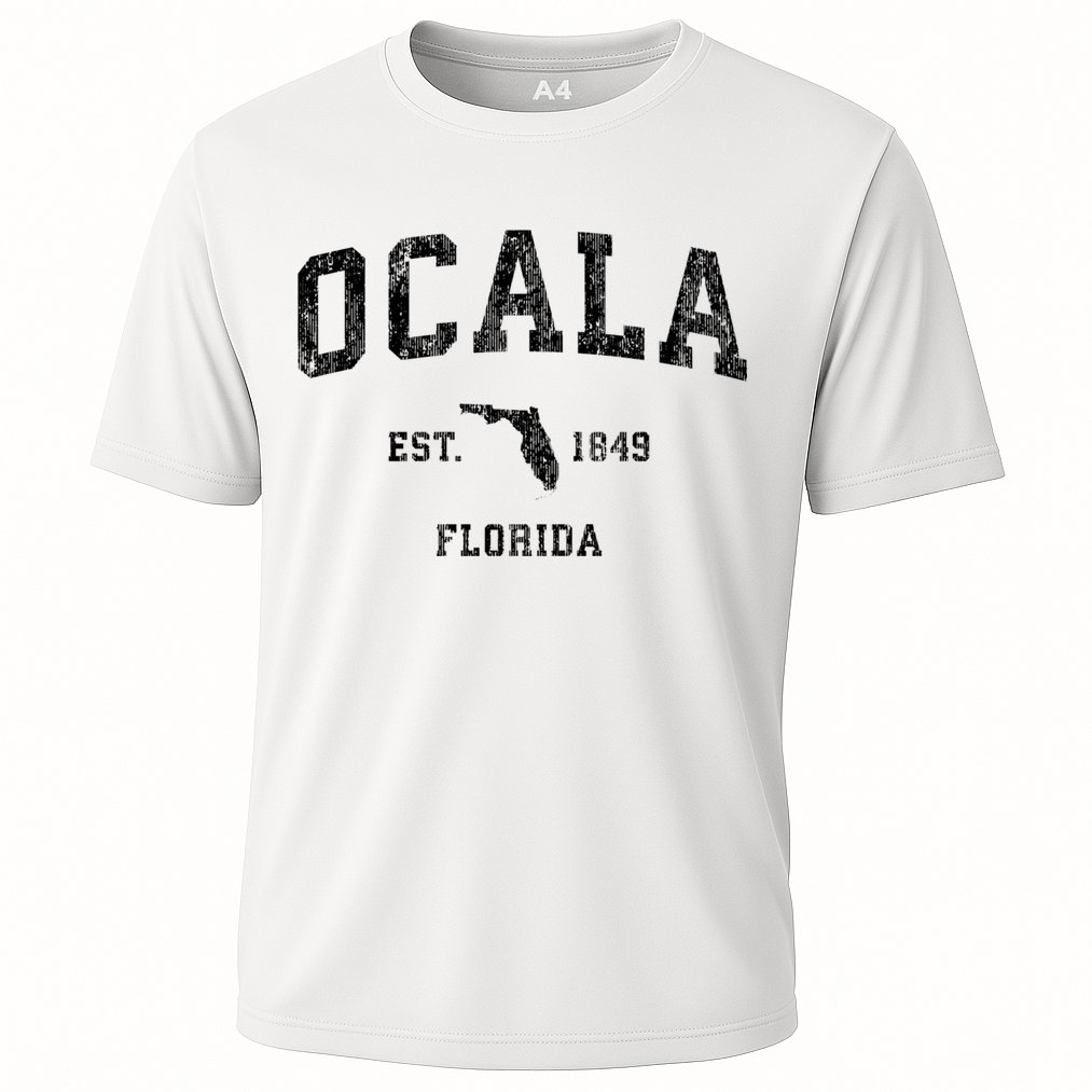 Ocala Florida Fl Vintage Established Athletic Sports Design Cooling Performance Crew T-Shirt