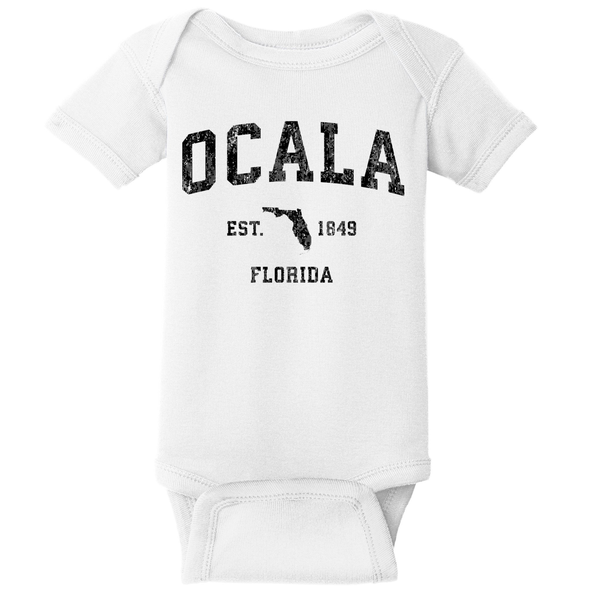 Ocala Florida Fl Vintage Established Athletic Sports Design Baby Bodysuit