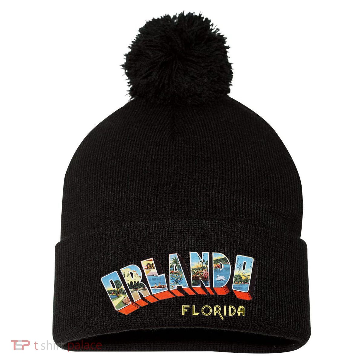 Orlando Florida Fl And Women Retro Vintage Pom Pom 12in Knit Beanie