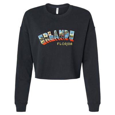 Orlando Florida Fl And Women Retro Vintage Cropped Pullover Crew