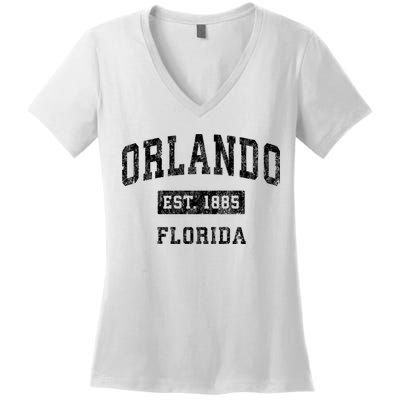 Orlando Florida Fl Vintage Established Sports Design Women's V-Neck T-Shirt