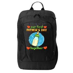 Our First Fathers Day Together Matching Dad Son Gift City Backpack