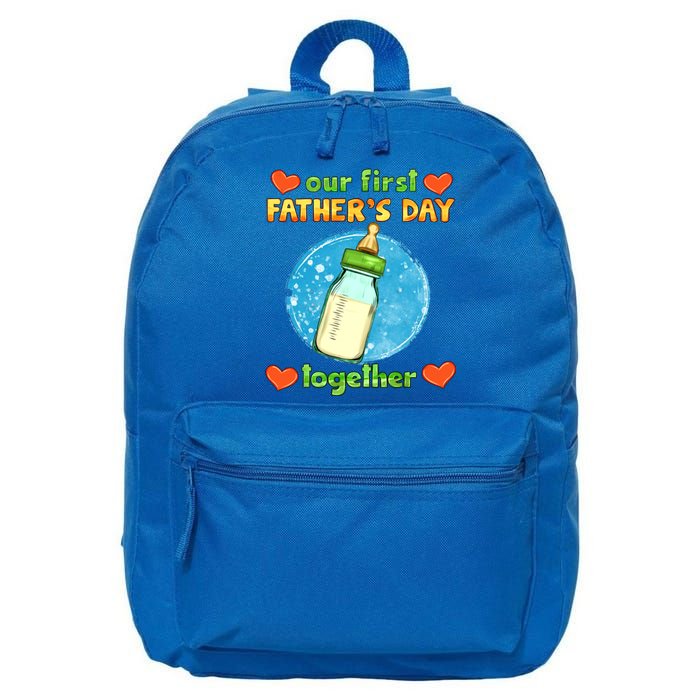 Our First Fathers Day Together Matching Dad Son Gift 16 in Basic Backpack