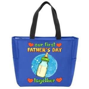 Our First Fathers Day Together Matching Dad Son Gift Zip Tote Bag