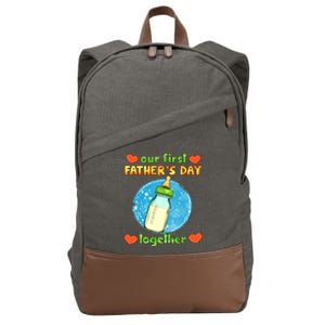 Our First Fathers Day Together Matching Dad Son Gift Cotton Canvas Backpack