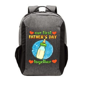 Our First Fathers Day Together Matching Dad Son Gift Vector Backpack