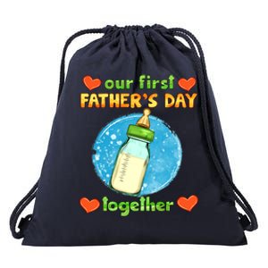 Our First Fathers Day Together Matching Dad Son Gift Drawstring Bag