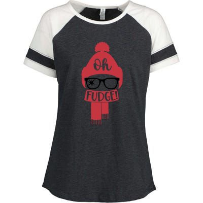 Oh Fudge Funny Christmas Saying Xmas Enza Ladies Jersey Colorblock Tee