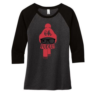 Oh Fudge Funny Christmas Saying Xmas Women's Tri-Blend 3/4-Sleeve Raglan Shirt