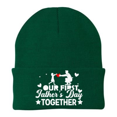 Our First Father’s Day Together Funny Daddy Dad Graphic Meaningful Gift Knit Cap Winter Beanie