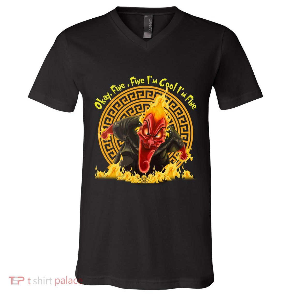 Okay Fine Fine IM Cool Im Fine Hades V-Neck T-Shirt