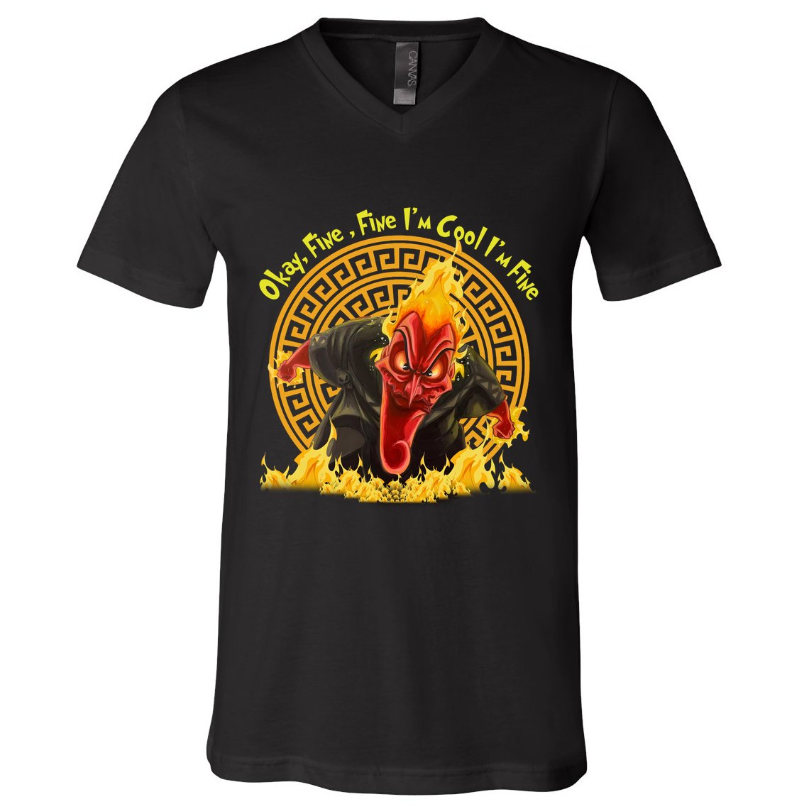 Okay Fine Fine IM Cool Im Fine Hades V-Neck T-Shirt