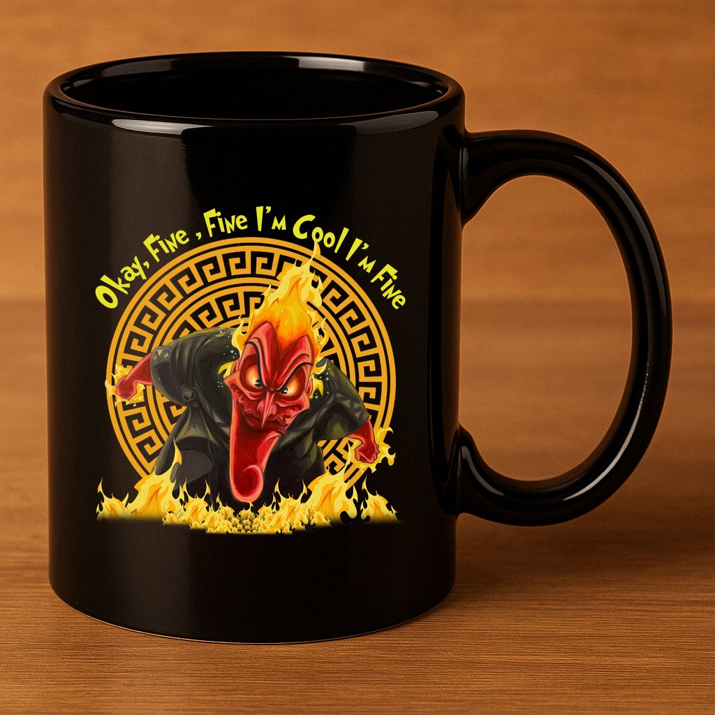 Okay Fine Fine IM Cool Im Fine Hades 11oz C Handle Ceramic Mug