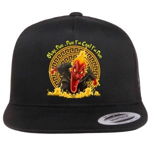 Okay Fine Fine IM Cool Im Fine Hades Flat Bill Trucker Hat