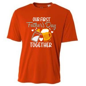 Our First Fathers Day Together Funny Father Day Funny Gift Cooling Performance Crew T-Shirt