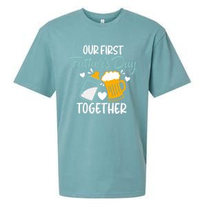 Our First Fathers Day Together Funny Father Day Funny Gift Sueded Cloud Jersey T-Shirt