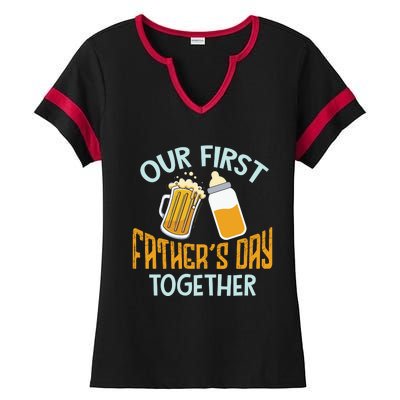 Our First Father's Day Together Dad And Son Daughter Ladies Halftime Notch Neck Tee