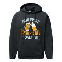 Our First Father's Day Together Dad And Son Daughter Performance Fleece Hoodie