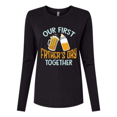 Our First Father's Day Together Dad And Son Daughter Womens Cotton Relaxed Long Sleeve T-Shirt