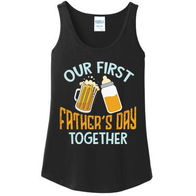 Our First Father's Day Together Dad And Son Daughter Ladies Essential Tank