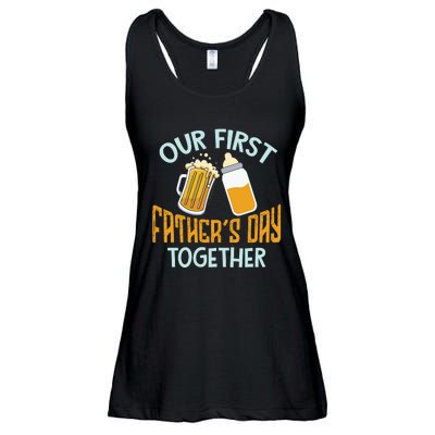 Our First Father's Day Together Dad And Son Daughter Ladies Essential Flowy Tank